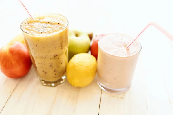 Fruit smoothie fresh Fresh Desert milkshake top view — Stock Photo, Image