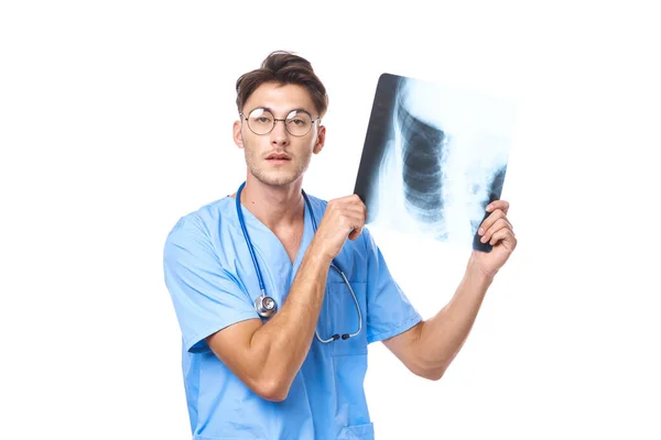Radyolog x-ışını teşhis steteskobu muayene çalışma ışığı arka planı — Stok fotoğraf