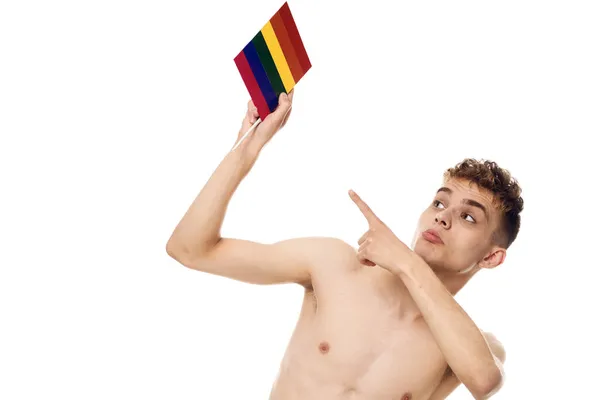 Chico con un topless lgbt comunidad transgénero luz fondo —  Fotos de Stock