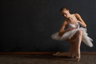 Balerin dansı performansı klasik karanlık arka plan geleneği