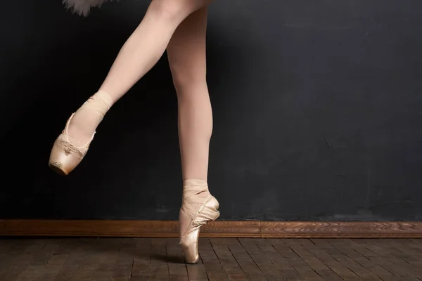 Ballerinaben tränar prestanda klassisk stil närbild — Stockfoto