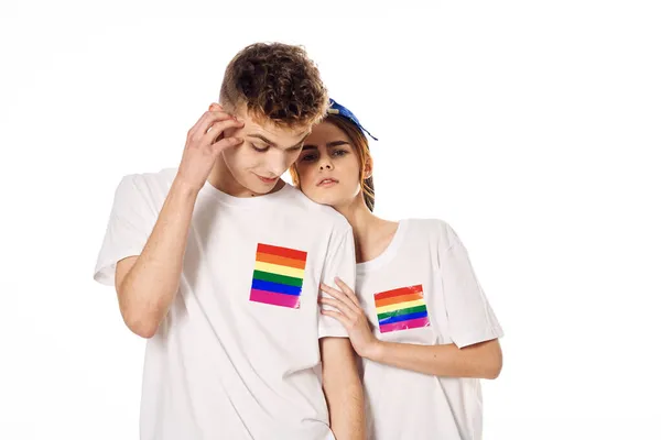 Paar vlag lgbt transgender seksuele minderheden lichte achtergrond — Stockfoto