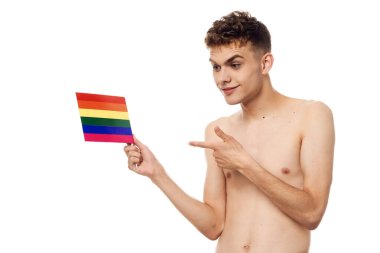 lgbt bayrak transseksüel toplum ayrımcılığına sahip bir adam