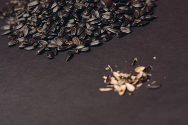 Doğal ürün ayçiçeği tohumları yakın plan yiyecek dağıtıyor.