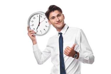 Saati olan işadamları ofis lambası arkaplanını kırdılar