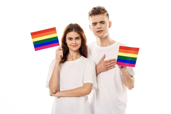 Paar Flagge lgbt Transgender sexuelle Minderheiten Licht Hintergrund — Stockfoto