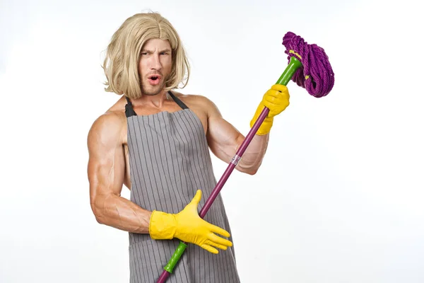 man with a mopStock-fotos, royaltyfrie Attractive man a mop | Depositphotos