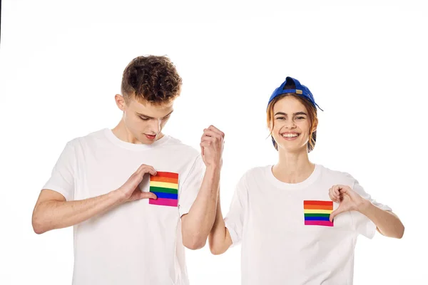 Par Bandeira lgbt transexuais minorias sexuais luz fundo — Fotografia de Stock
