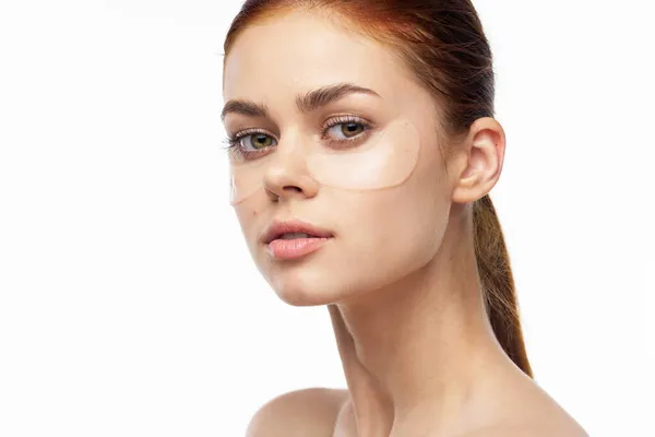 Mulher com colágeno pele limpa cuidados de saúde facial close-up — Fotografia de Stock