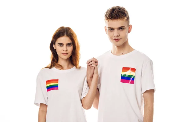 Couple Flag lgbt transgender sexual minorities light background — Stock Photo, Image