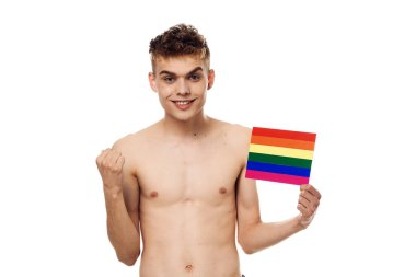lgbt bayrak transseksüel toplum ayrımcılığına sahip bir adam