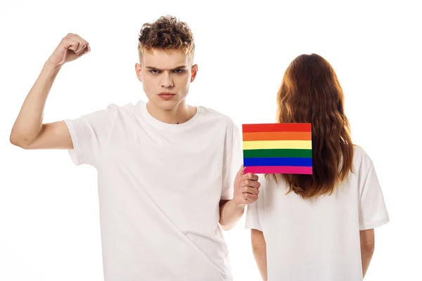 Para flaga lgbt transgenderowe seksualne mniejszości lekkie tło — Zdjęcie stockowe