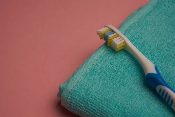 Soap washcloth towel bath accessories body care hygiene — Stock Photo, Image