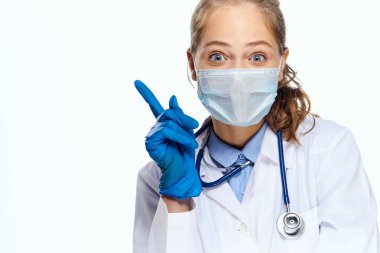 nurse medical mask blue gloves hospital stethoscope clipart