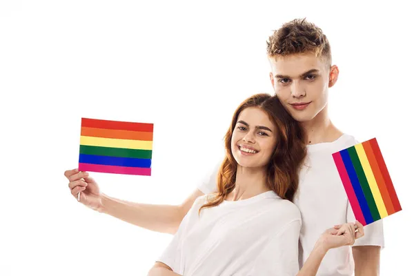 Par flagga lgbt transpersoner sexuella minoriteter ljus bakgrund — Stockfoto