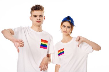 Genç çift lgbt Bayrak transseksüel yaşam tarzı hafif arka plan