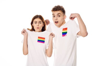 Genç çift lgbt Bayrak transseksüel yaşam tarzı hafif arka plan