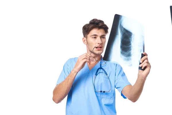 Infermiere radiografia diagnostica stetoscopio esame lavoro studio stile di vita — Foto Stock