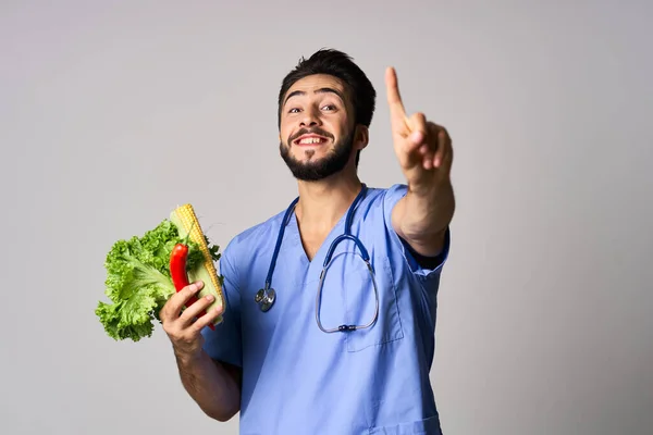 Dietista verduras tratamiento nutrición saludable vitaminas cuidado del paciente —  Fotos de Stock