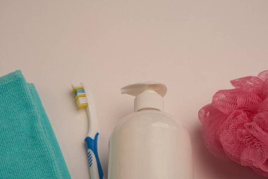 Banyo eşyaları hijyen bakım diş fırçası lambası arka planı