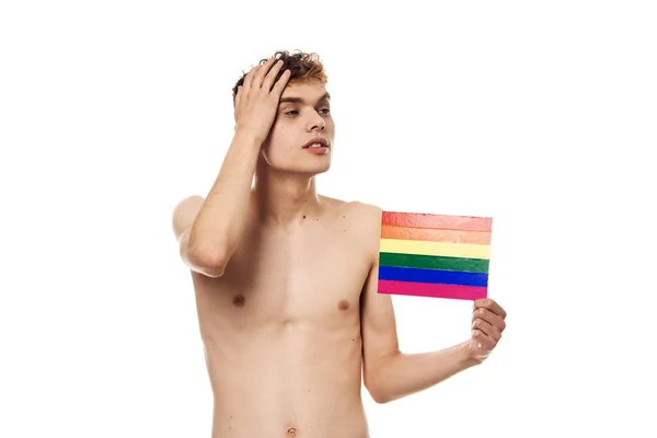 Man kvinnlig makeup transdresser lgbt community poserar — Stockfoto