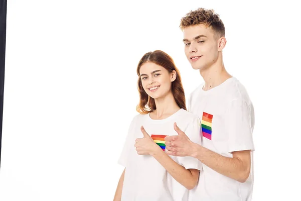 Пара Прапор lgbt трансгендерні сексуальні меншини світлий фон — стокове фото