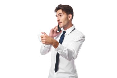 İş adamlarının telefon görüşmesi başarılı çalışma ofisi izole edilmiş