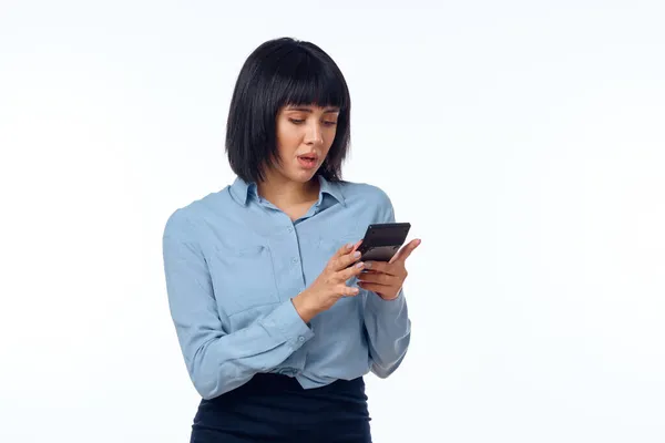 Business woman with calculator in hands finance professional manager — Stock Photo, Image