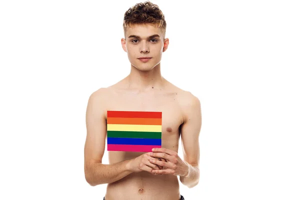 Man kvinnlig makeup transdresser lgbt community poserar — Stockfoto