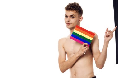 lgbt bayrak transseksüel toplum ayrımcılığına sahip bir adam