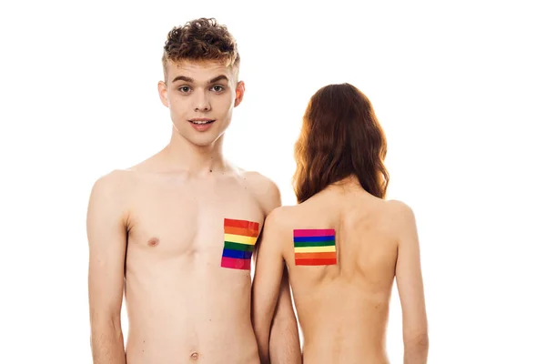 Couple Flag lgbt transgender sexual minorities light background — Stock Photo, Image