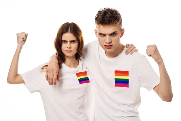 Pár zászló lgbt transznemű szexuális kisebbségek fény háttér — Stock Fotó