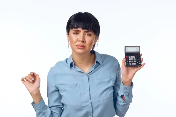 Obchodní žena s kalkulačkou v ruce finance profesionální manažer — Stock fotografie