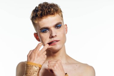 male transgender female makeup fashion posing studio clipart