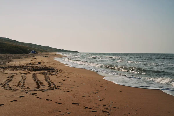 Wellen Strand Sand Landschaft Meer Sommer Reise — Stockfoto