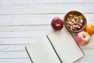 diyet defteri meyve sağlıklı kahvaltı hafif arka plan