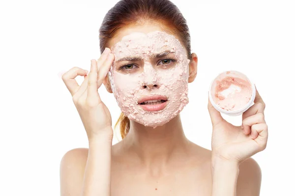 Nő arc maszk csupasz vállak tiszta bőr fiatalítás szépség — Stock Fotó