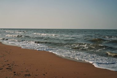 Dalgalar kumsal kumsal manzarası okyanus yaz seyahati