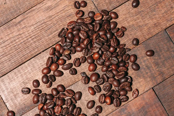 咖啡豆浓缩饮料从上往下看 — 图库照片
