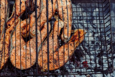 Izgara balık bbq kömür pişirme doğa yaz