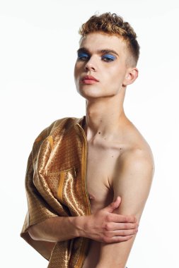 man with female makeup transgender posing fashion lgbt community clipart