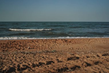 Dalgalar kumsal kumsal manzarası okyanus yaz seyahati