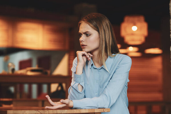 Business woman in a cafe outdoors fresh air summer