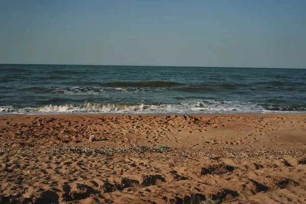 Wellen Strand Sand Landschaft Meer Sommer Reise — Stockfoto