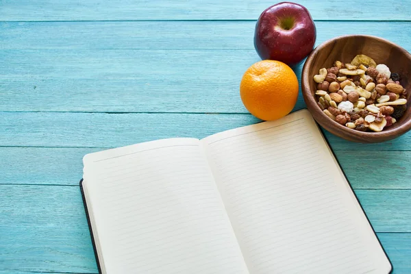 Müsli Frühstück Notizblock richtige Ernährung Gesundheit Bio — Stockfoto