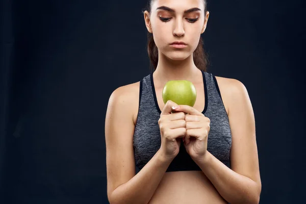 Groene appel gezondheid slanke figuur levensstijl close-up — Stockfoto