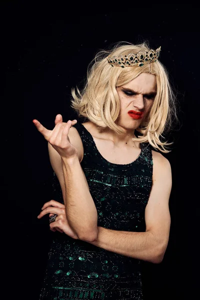 Uomo in donne parrucca crossdresser trucco comunità lgbt — Foto Stock