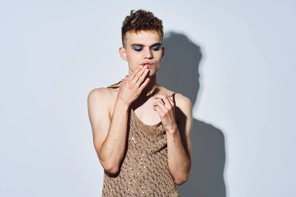 Férfi női smink pózol transznemű lgbt közösség — Stock Fotó