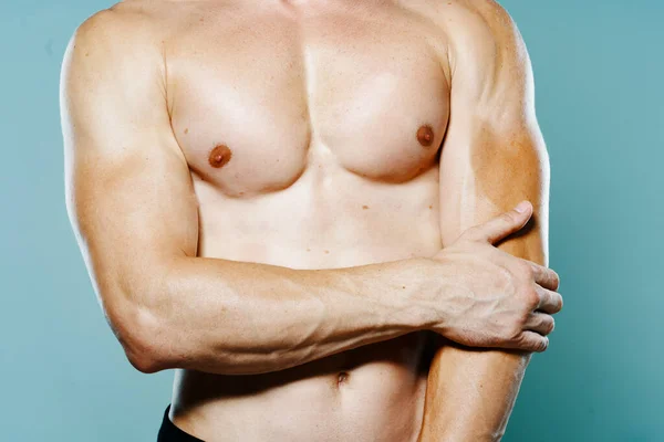 Musculoso torso masculino vista recortada culturista fitness — Foto de Stock