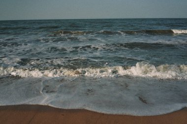 Dalgalar kumsal kumsal manzarası okyanus yaz seyahati